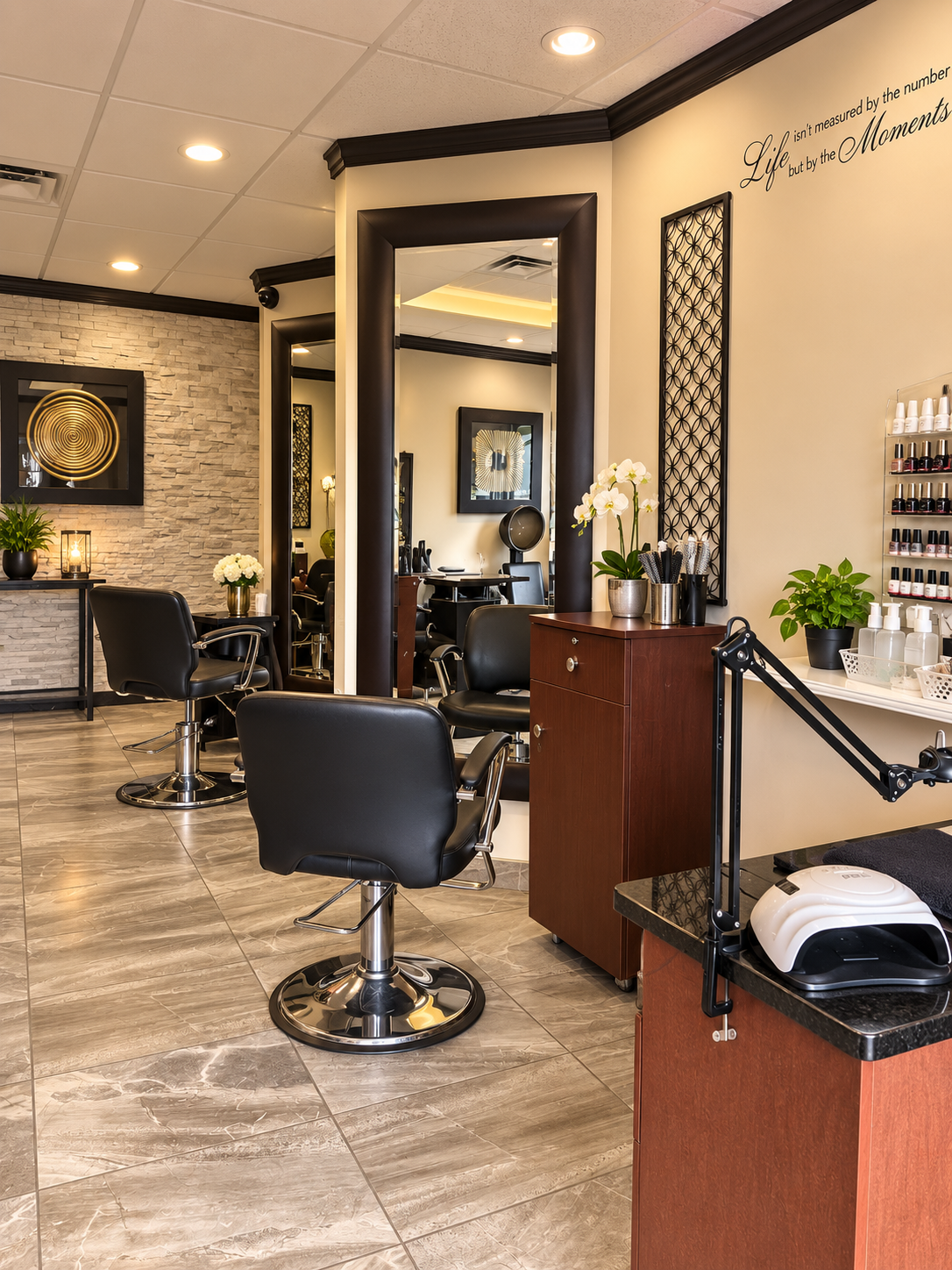 Main salon floor at Jetz Hair and Nails Studio